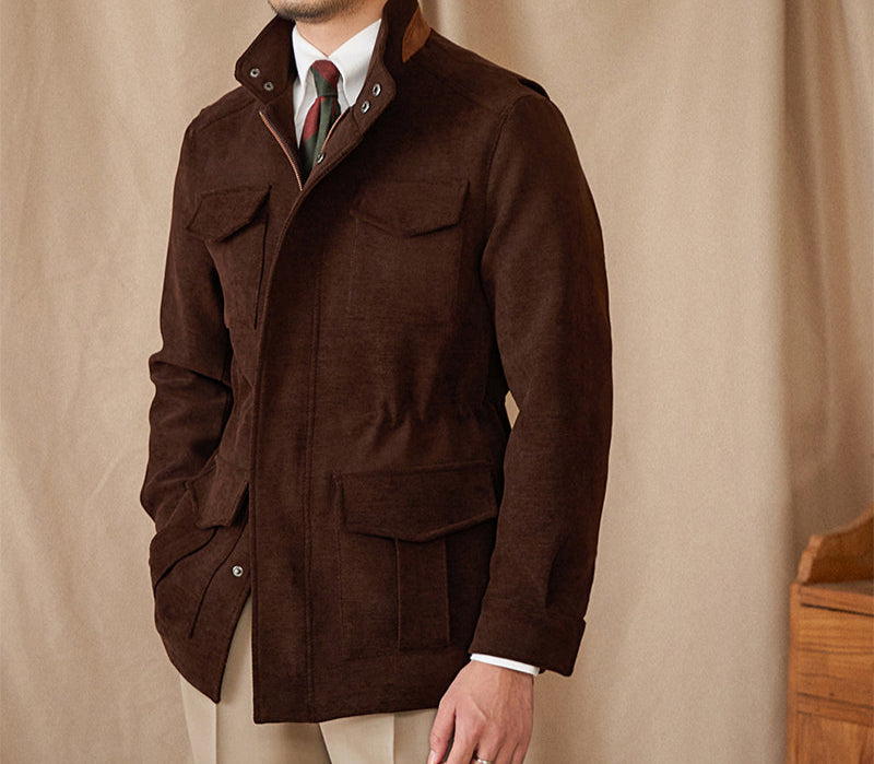 Lontoo Haringo Mokkanahkaverhoiltu Kenttatakki