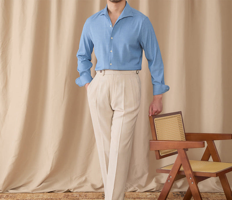 Drape Denim Yksiosainen Kauluspitkähihainen Paita