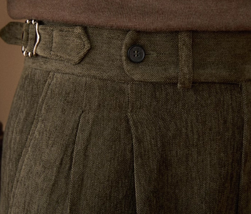 Cambridge Chenille Suoralahkeiset Laskostetut Housut