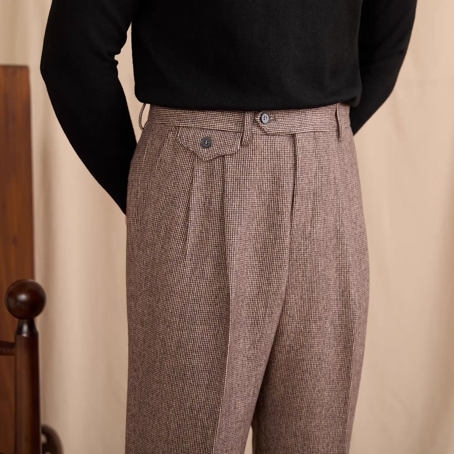 Cheltenham Houndstooth Korkeavyötäröiset Housut