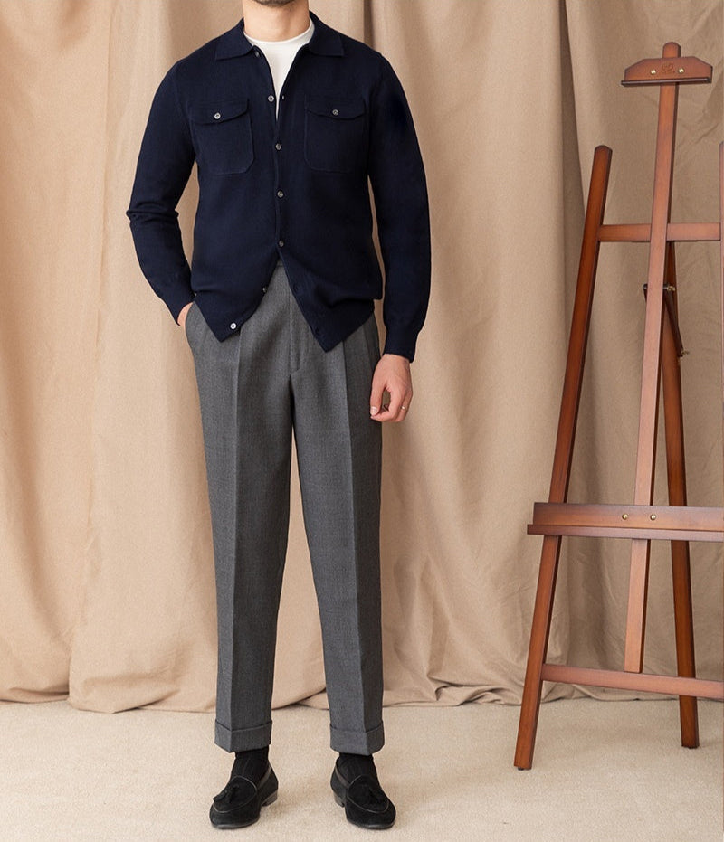 Rintataskullinen Villasekoite Pitkähihainen Neulottu Neuletakki