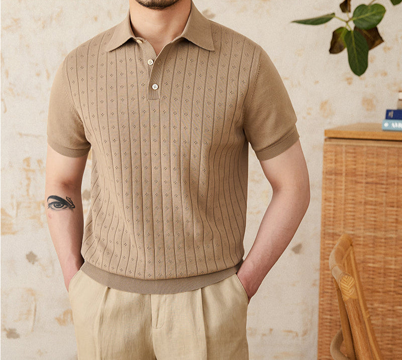 Mosta Laskostettu Puuvillaneule Poolopaita